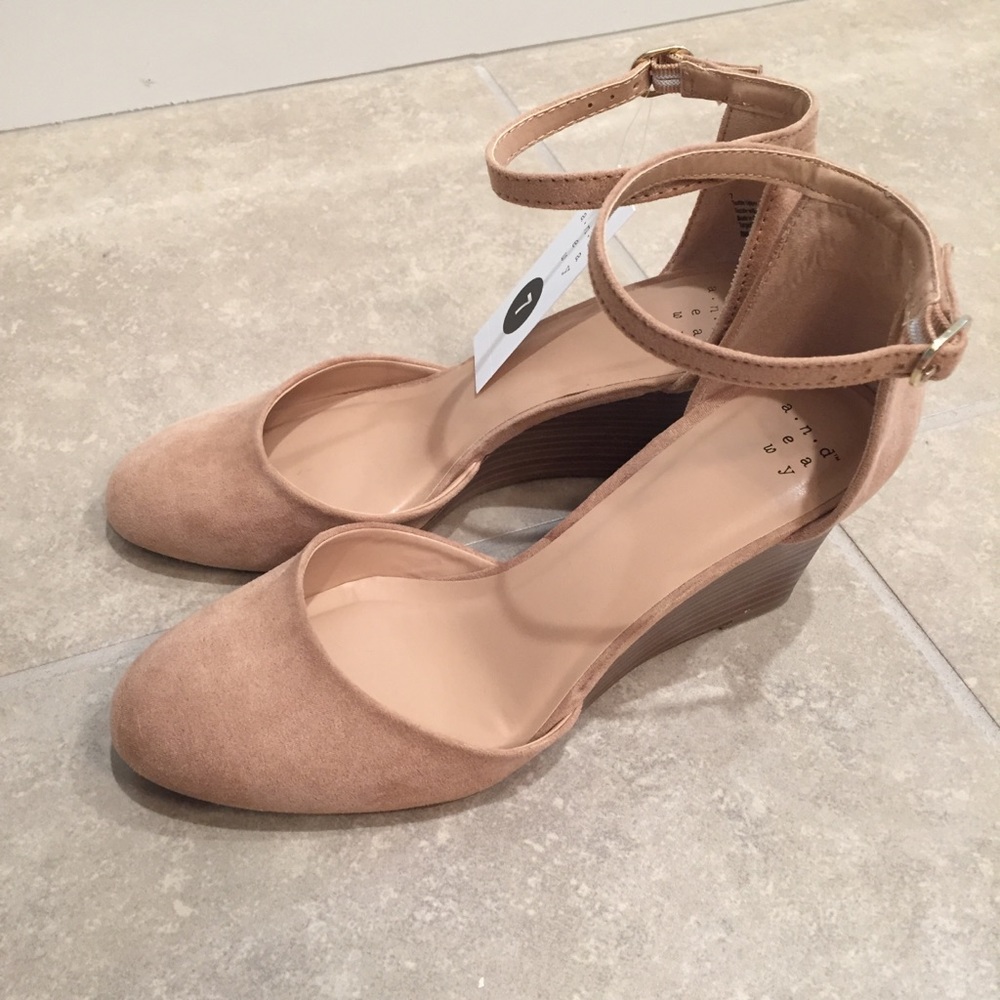 Nude Suede Wedge Heels